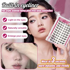 False eyelashes with split ends high volume gluefree fox system slant fly false eyelashes