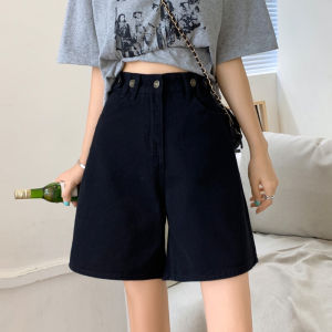 Black Denim Short Shorts Women Summer Thin Large Size Loose Wide Leg Five-Quarter Middle Pants High Waist Slimming Effect