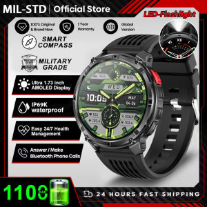 2025 New 1100mah AMOLED Smart Watch Men 170+Sport Fitness LED Flashlight IP69 Waterproof Bluetooth call GPS track Smartwatch iOS