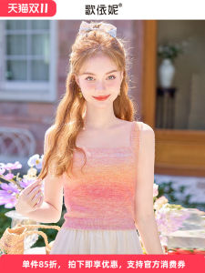 Womens French Design Short Knitted Vest Sleeveless Top Inner Wear Summer 2025 Sweet Style Regular Fit Pure Online Sales