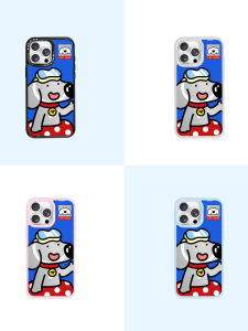 Magnetic Absorption Back Cover Polka Dot Dog Simple Style Compatible with Apple 16Promax Transformable 15 Matching Magnetic Base Shell