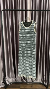 SV 6601 - Liseva Dress | Silvervogue | Gaun Katun Brukat Lace Midi Motif Garis Pakaian Kasual Wanita