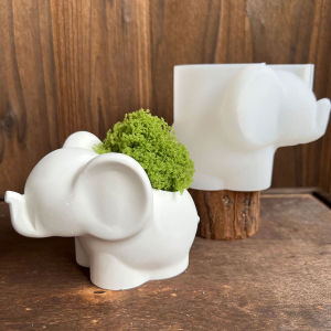 ช้างรูปร่างซิลิโคนหม้อแม่พิมพ์ DIY Cactus Succulent Planters แม่พิมพ์ยิปซั่มดินอีพ็อกซี่เรซินแจกันแม่พิมพ์