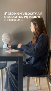 NNIO 8" 360 High Velocity Air Circulator With Remote N1800DCACR