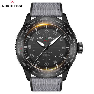 NORTH EDGE | Đồng Hồ Nam Năng Lượng Mặt Trời NORTH EDGE MACH 2026 Máy Quartz Chống Nước 50M Dạ Quang Dây Đeo Silicon Thân Thiện Với Môi Trường Kiểu Dáng Phi Công Thể Thao.