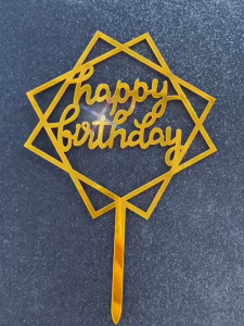 Insert card Acrylic Mirror Surface Cake Decoration Happy birthday Baking Decorative plug-in Party