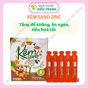 Kẽm Sano Zinc - Siro Kẽm Giúp Bé Tăng Đề Kháng Kích Thích Ăn NgonTiêu Hóa Tốt - Hộp 20 ống