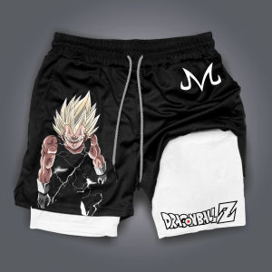 Bandai | Dragon Ball GOKU Vegeta Anime Printed Double Layer Shorts 2025 American Summer Mens and Womens Fashion Sports Shorts