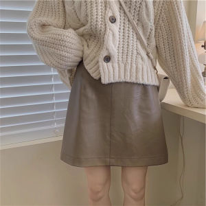 Váy Da PU Màu Đen Cạp Cao Chữ a Cỡ Lớn Cho Nữ Mùa Thu Phong Cách Mới Váy Ngắn Bó Sát Cho Phụ Nữ Nhỏ Nhắn