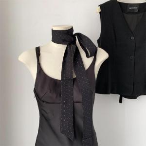 XUANXUAN | Khăn choàng lụa dài 2m họa tiết chấm bi thanh lịch thanh lịch phong cách Pháp khăn choàng cổ trang trí mùa hè cho nữ