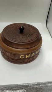 Handmade Wooden Chapati Roti Paratha Puri Dabba Hot Case Box Dabba Serving to Guests Wooden Hot Pot with Lid (Color : Brown - Weight : 1.6kg)