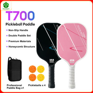 MASHIDA Pickleball Paddles Set Carbon Fiber Pickleball Rackets Set Pickleball Paddle Set of 2 Rackets and 4 Pickleballs Balls Pickle-Ball Racquet