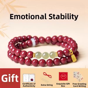 FUJINJIA | Authentic Hetian Jade and Cinnabar Multi-circle Womens Bracelet