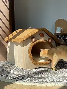 Pet Cat Beds dog beds comfy Half surrounded cat nest Removable water washable Pets house Deep Sleep Indoor Cave Nest