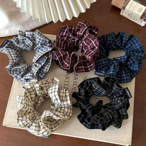 Dây Buộc Tóc Kiểu Anh Cổ Điển Họa Tiết Ca Rô Chất Liệu Thun Hình Dạng Ruột Già Dành Cho Nữ Kiểu Dáng Thanh Lịch Nghệ Thuật Thường Ngày Dùng Cho Tóc Đuôi Ngựa Và Búi Tóc