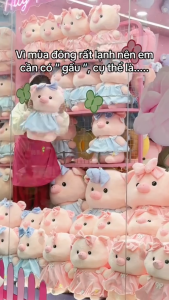 Gấu Bông Heo Hồng Mặc Váy Có Nơ Siêu Cute 80cm – Thú Nhồi Bông Gối Ôm Decor Phòng Quà Tặng Dễ Thương