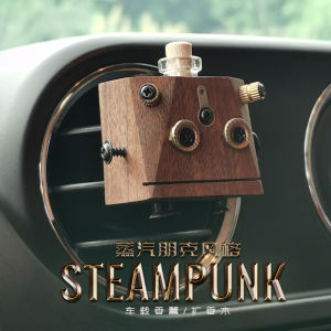 Black Walnut Wooden Essential Oil Bottle Robot Car Fragrance Diffuser Car Air Vent Perfume Decorative Accessories for Couples