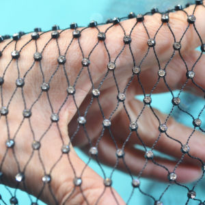 1Yard Glitter Sparkle 3 Stones Diamond Rhinestones Net Fabric Crystal Rhinestone Mesh DIY Crafts Wedding Deco