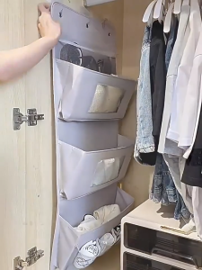 IMUTO 2/3 Layers Wall Mounted Hanging Organizer Storage Bag Behind The Door Wardrobe Sundries Bag Over The Door Organizer With Clear Pockets