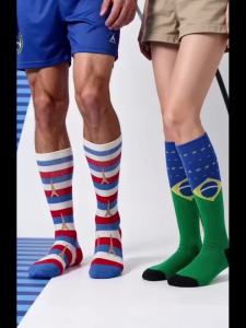 1 Pair 2026 Soccer Compression Socks Country Flag Themed Sports Socks for Men Women