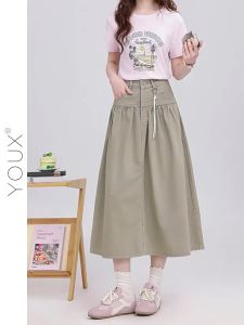 YOUXIANG | Chân Váy A-Line Phong Cách Retro Dây Nơ eo Thiết Kế Cắt
