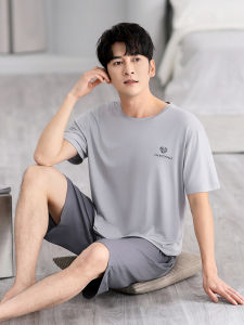 New 2025 Mens Sleepwear Summer Modal Thin Short Sleeve Ice Silk Cool Feeling Large Size Home Clothes Comfortable Casual Home Scene