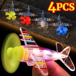 4PCS Funny Wind Powered LED Rotating Airplane Ornament Car Motorcycle Helmet Mini Luminous Plane Decoration Bicycle Accessories