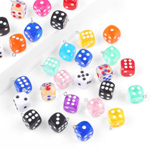 6/10Pcs 14mm Black White Clear Square Dice Charms Pendant for Necklace Bracelet Earring DIY Jewelry Craft Making Accessories