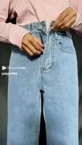 Celana Jeans Wanita Pinggang Dapat Disesuaikan & Jeans Kulot Skoder