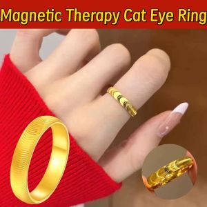 Magnetic Therapy Cat Eye Ring Plain Silver Rings Fashion Jewelry