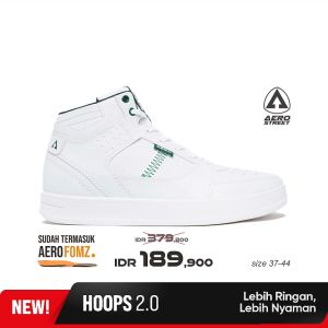 Aerostreet 37-44 Hoops High 2.0 Putih Putih Hijau Tua - Sepatu Sneakers Casual