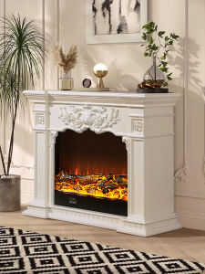 American Style Real Wood Fireplace Simulated Flame Heating Stove Entrance Cabinet European Style Wall Mounted Fireplace