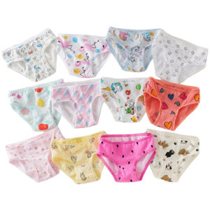 Multi-pack 3/6/12Pcs Baby Girls Cotton Briefs Cartoon Girls Panties Cute Kids Briefs Soft Children Triangle Underwear For 2-11T