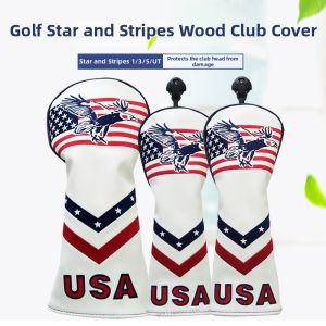 Waterproof USA Flag Embroidered Golf Wood Cover