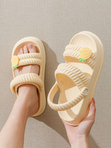 Womens Sandals Summer Outwear Slip-on Indoor Home Double Strap Sandals Fashion Casual Platform Beach Shoes Ladies