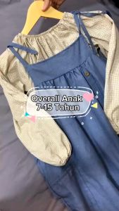 Rona One Set Overall Anak Perempuan 7-15 Tahun Bahan Supernova Mix Katun Square Overall Dan Inner Remaja Tanggung Aesthetic