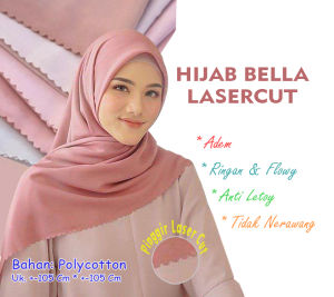 Hijab Bella Square Lasercut Segi Empat Polly Cotton Jilbab Kekinian Kerudung Double Hycount Anti Letoy Flowy Adem Tidak Nerawang