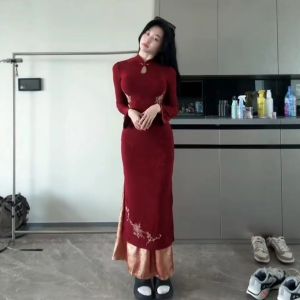 CHANGTONG | Chinese-Style Cheongsam Dress Red