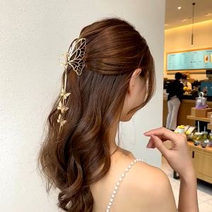 Tassel butterfly hair clip with pendant metal Korean style hair accessories for women