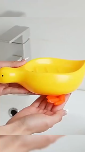 Cute Duck Shape Soap Dish Soap Dish with Drain Perforations Durable and Sturdy Soap Box Easy Cleaning Soap Saver Tray Decoration for Bathroom Sinks Kitchen