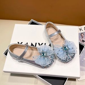 VTVK Princess Shoes for Girls Sparkling Crystal Soft Bottom Single Shoes Little Girl Love Elsa Crystal Slippers Kids Footwear