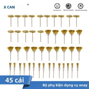 XCAN 45 Chiếc Bộ Bàn Chải Dây Thép Bằng Đồng Thau Để Đánh Bóng Kim Loại Chuôi 3 Mm Tương Thích Với Phụ Kiện Dụng Cụ Quay Dremel
