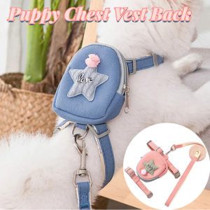 Puppy Chest Vest Back with Leash Pet Harness Set Adjustable Dog Harness with Backpack