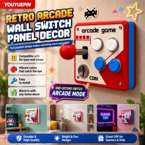 2Pcs 3D Printed Retro Arcade Joystick Switch Plate Cover Punch‑Free 86‑Type Wall Switch Decor Nostalgic Game Room Wall Art Easy DIY Cool Gamer Novelty Gift