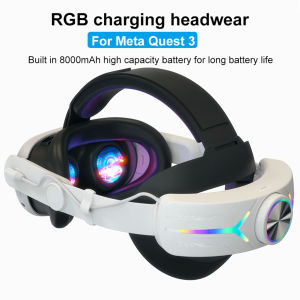 RGB Head Strap Reduce Pressure Adjustable VR Replacement Elite Strap with 8000mAh Battery for Meta Quest 3 Accessories