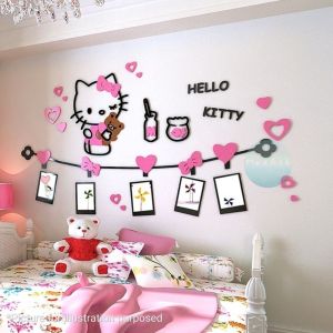 Hello kitty photo frame 3D acrylic DIY wallpaper sticker