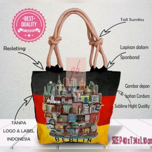 terbaru totebag dan dompet printing wanita resleting motif jerman berlin