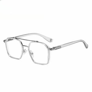 NEW Double Bridge Square Anti-blue Light Glasses Women Men Vintage Transparent Computer Glasses Oversize Frame Eyeglasses