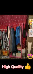 𝗦𝗜𝗠𝗣𝗟𝗘 TRIANGLE EASY MOVE Metal Clothes Rack Hanger With Wheels / Rak Pakaian Baju Segitiga Logam Gantung Besi