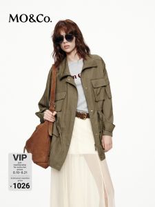 MO&Co. | Sand Washed Lyocell Military Style Drawstring Jacket